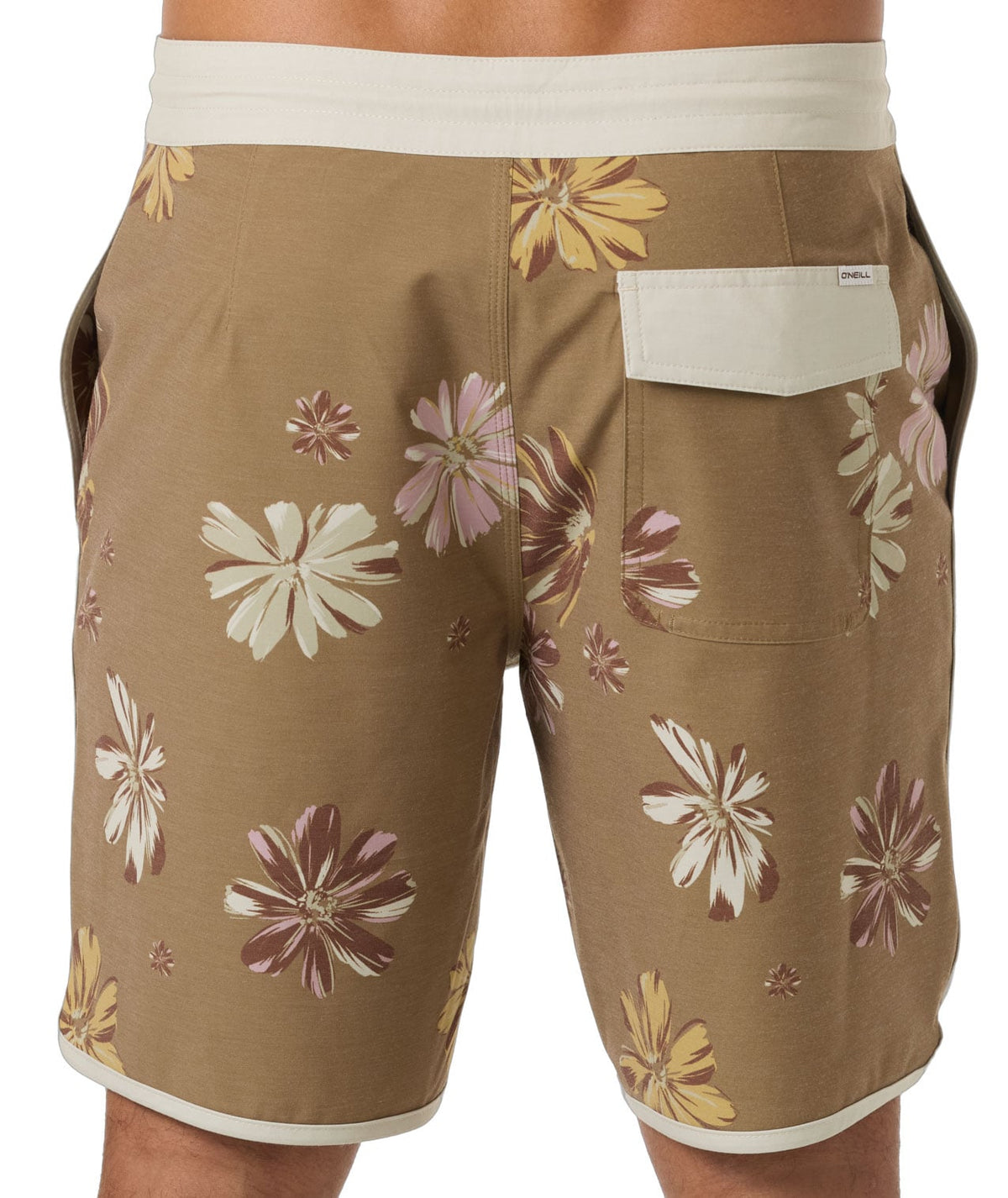 O'Neill Cruzer Scallop 18" Men's Boardshorts - Dark Khaki – back view
