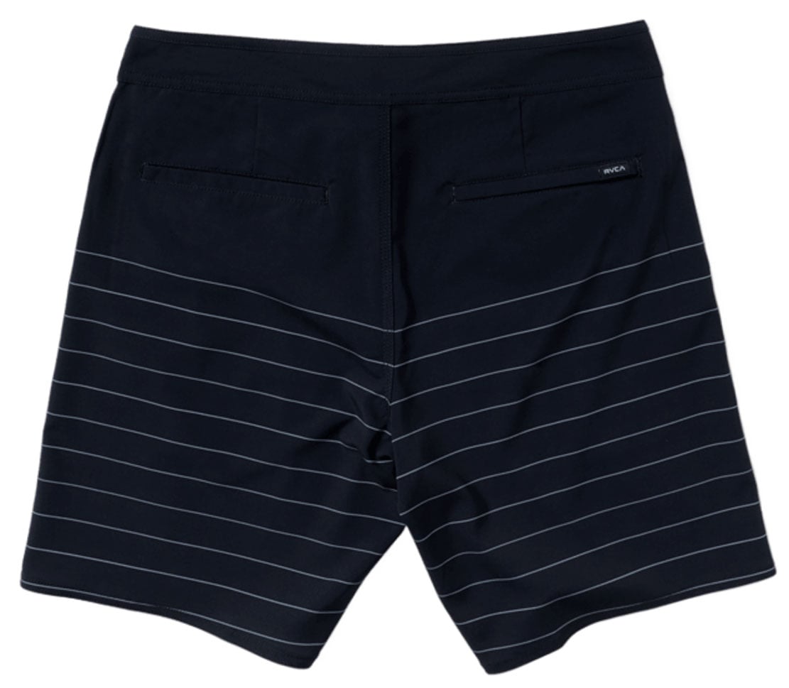 RVCA Men’s Steady Stripe Boardshorts - 18" 4-Way Stretch Swim Trunks, Black – back view