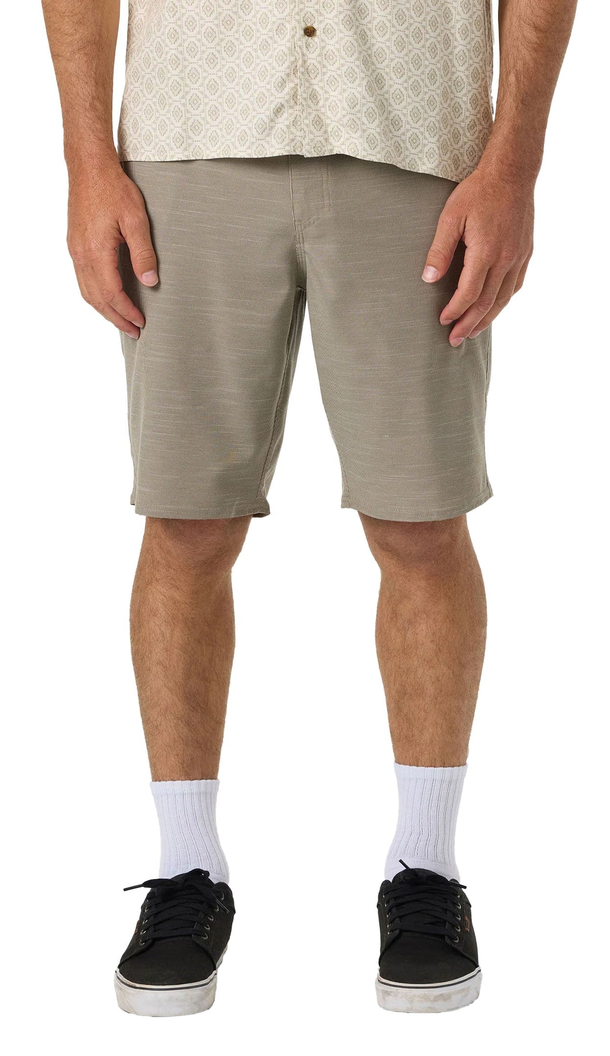 O'Neill Men's Portola Slub Check 20" Hybrid Shorts - Stretch Travel Shorts, Khaki – alternate view 1