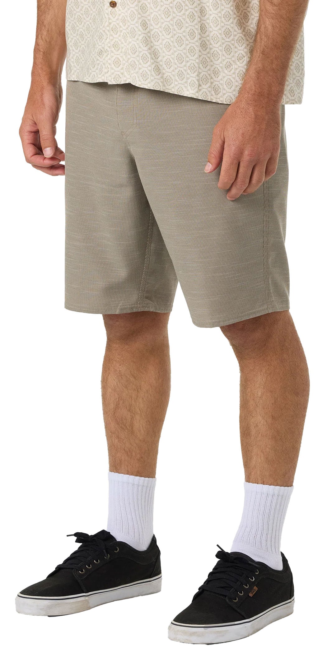 O'Neill Men's Portola Slub Check 20" Hybrid Shorts - Stretch Travel Shorts, Khaki – alternate view 2
