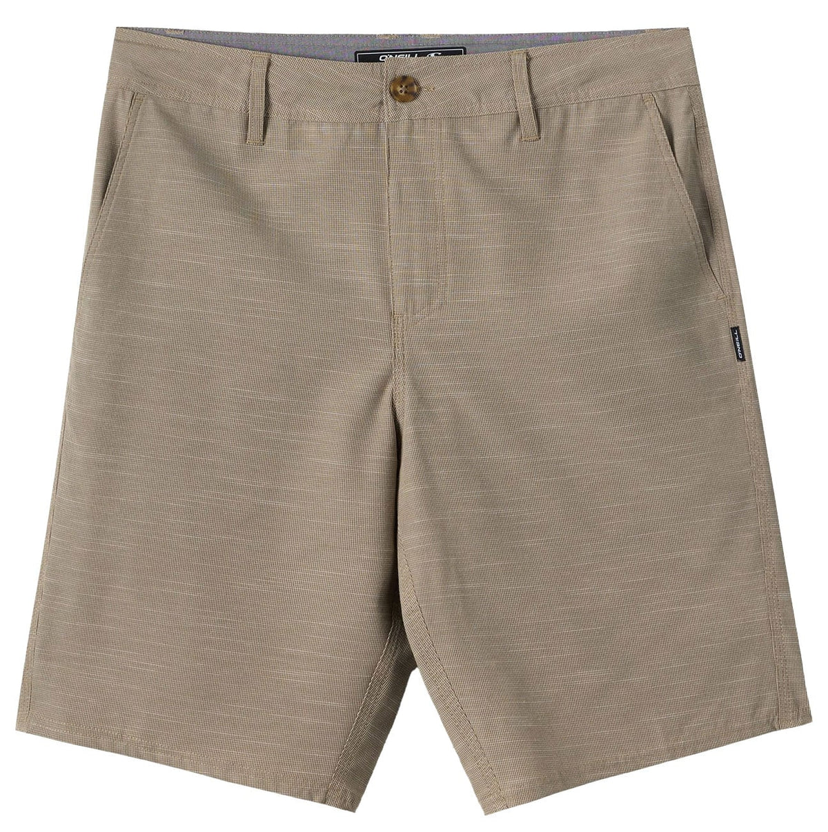 O'Neill Men's Portola Slub Check 20" Hybrid Shorts - Stretch Travel Shorts, Khaki