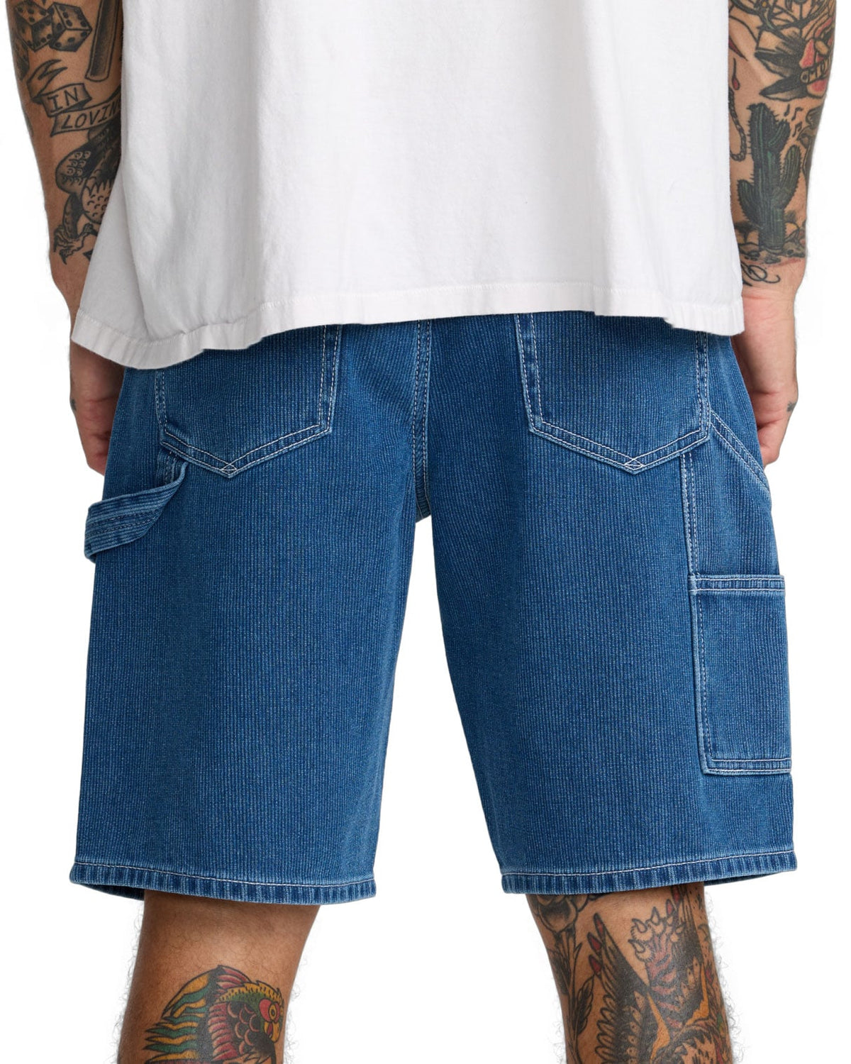 RVCA Dayshift Denim 20" Men's Cargo Shorts - Blue Collar – back view