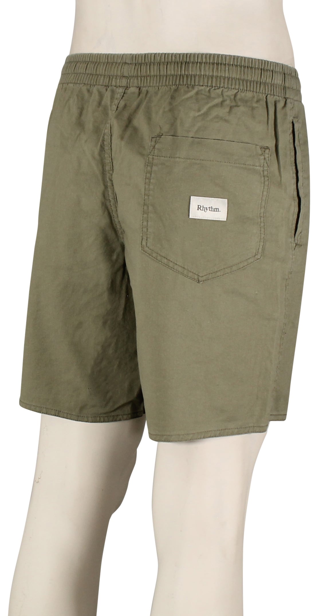Rhythm Classic Linen Jam 17" Shorts - Olive – back view