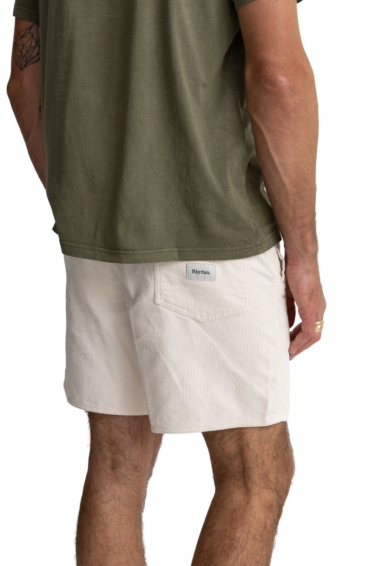 Rhythm Classic Cord Jam Shorts - White – back view