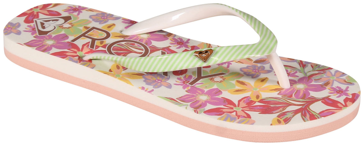 Roxy Girl's Pebbles Sandal - White / Green