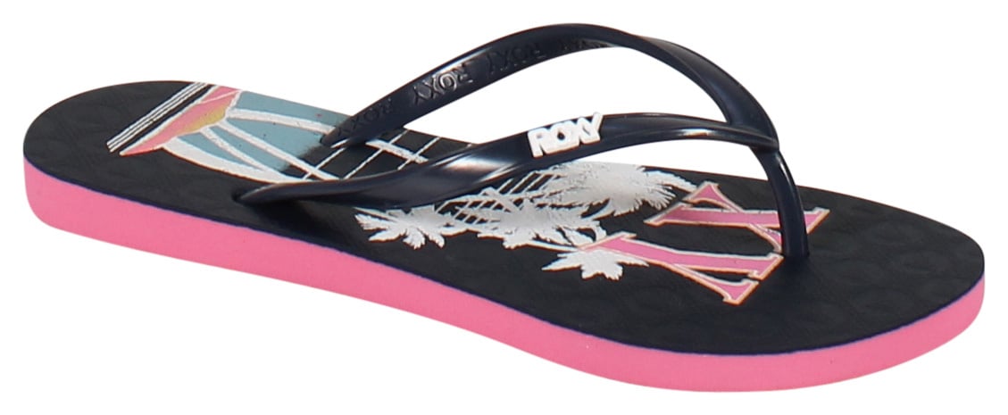 Roxy Girl's Viva Stamp Sandal - Navy / Palms - Toddler 12