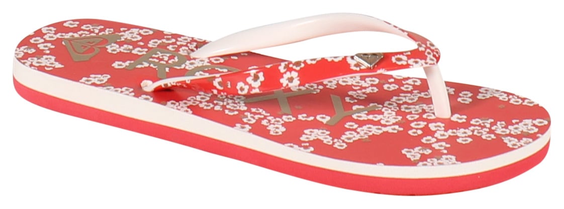 Roxy Girl's Pebbles Sandal - Red / White Flowers