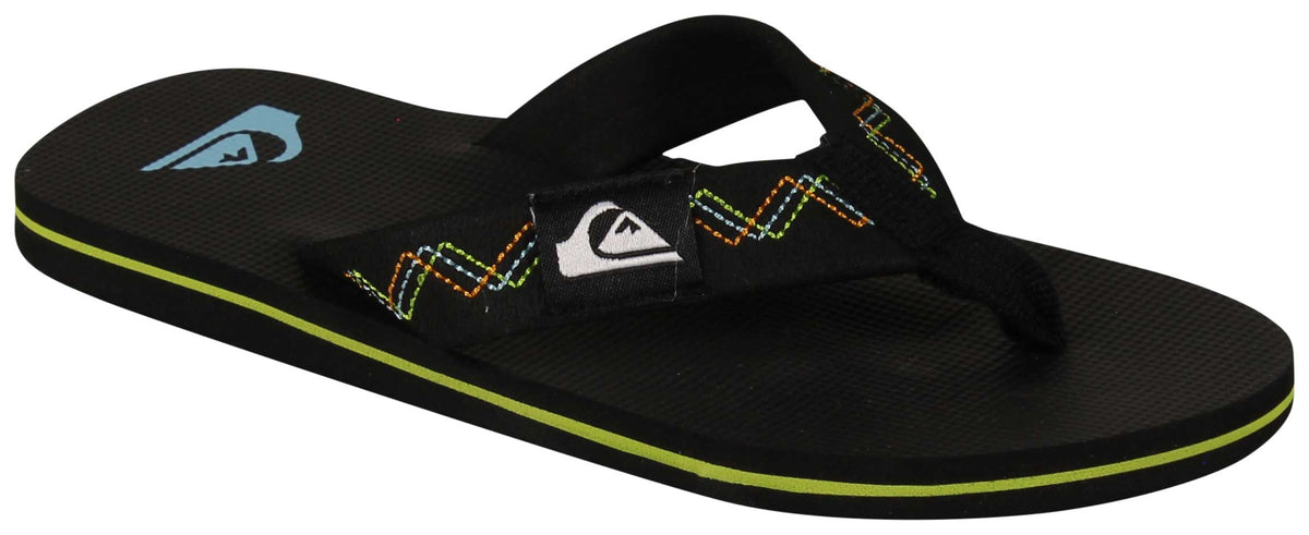 Quiksilver Boy's Molokai Stitchy Sandal - Black / Black / Green