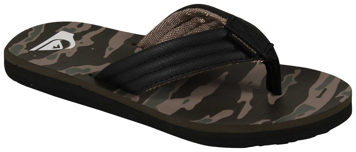 Quiksilver Boy's Carver Print Sandal - Black / Green / Black