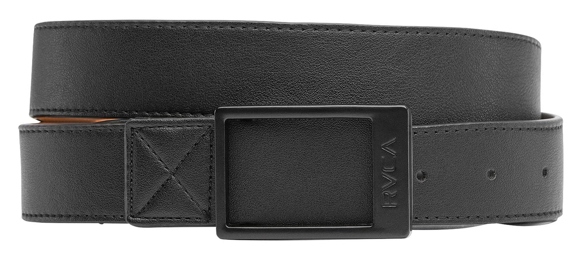 RVCA Quadman Men’s Reversible Belt - Vegan Leather, Black/Brown