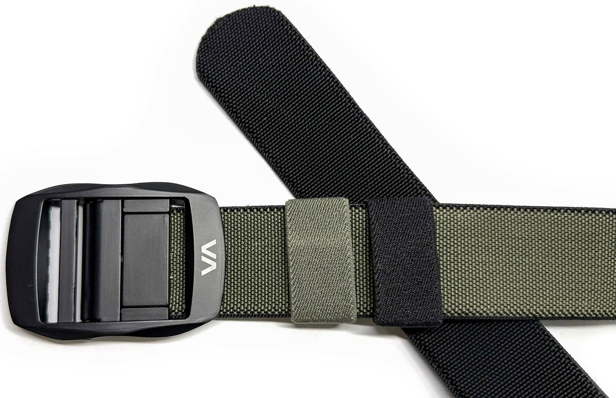 RVCA PT Reversible Men’s Belt - Stretch Webbing, Black/Green – back view