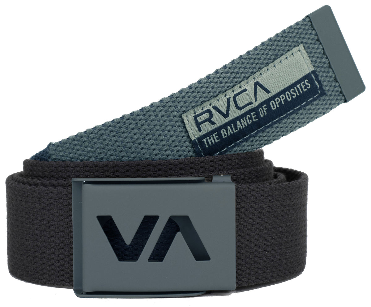 RVCA Grafted Men’s Web Belt - Metal VA Buckle, Black/Midnight Green