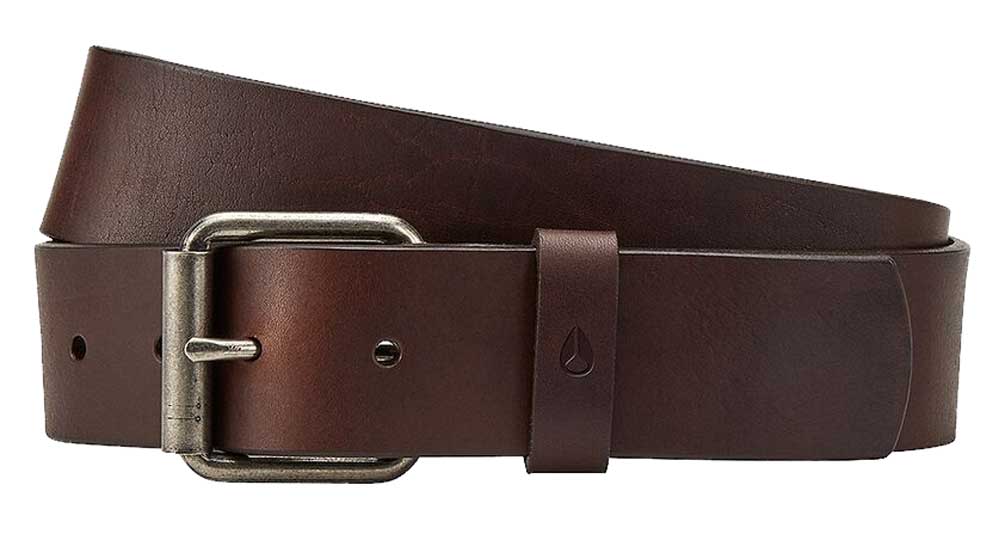 Nixon Axis Leather Belt - Brown, front view