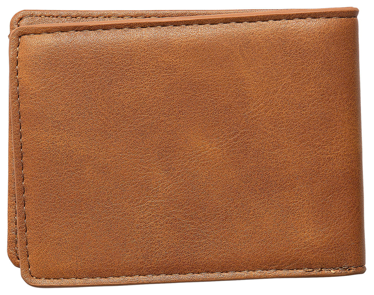 RVCA Coin Flip Bifold Wallet - Logo Detail, Tan – back view