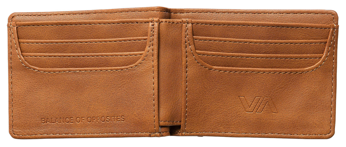 RVCA Coin Flip Bifold Wallet - Logo Detail, Tan – alternate view 1