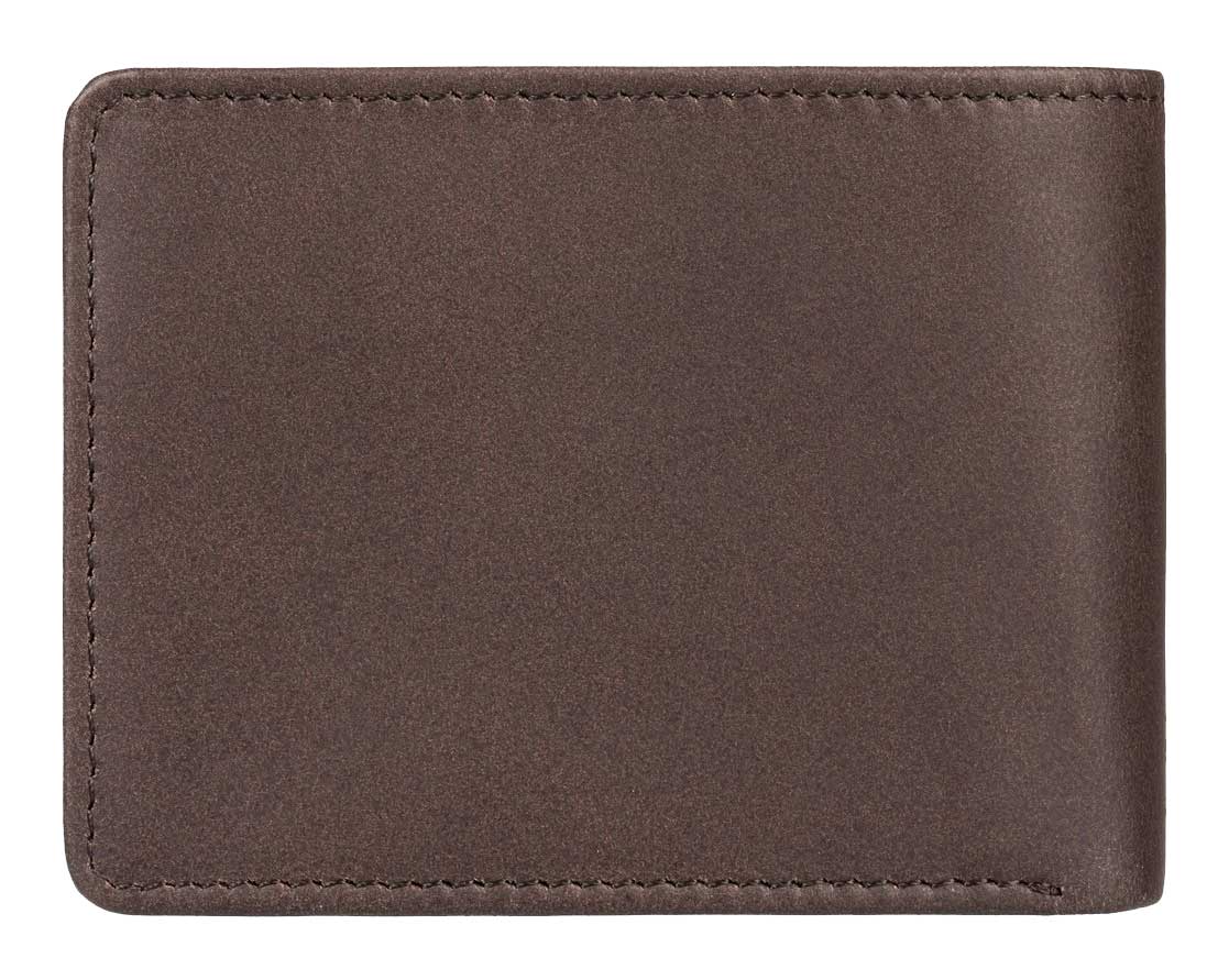 Quiksilver Mac Leather Trifold Wallet - Chocolate Brown – back view