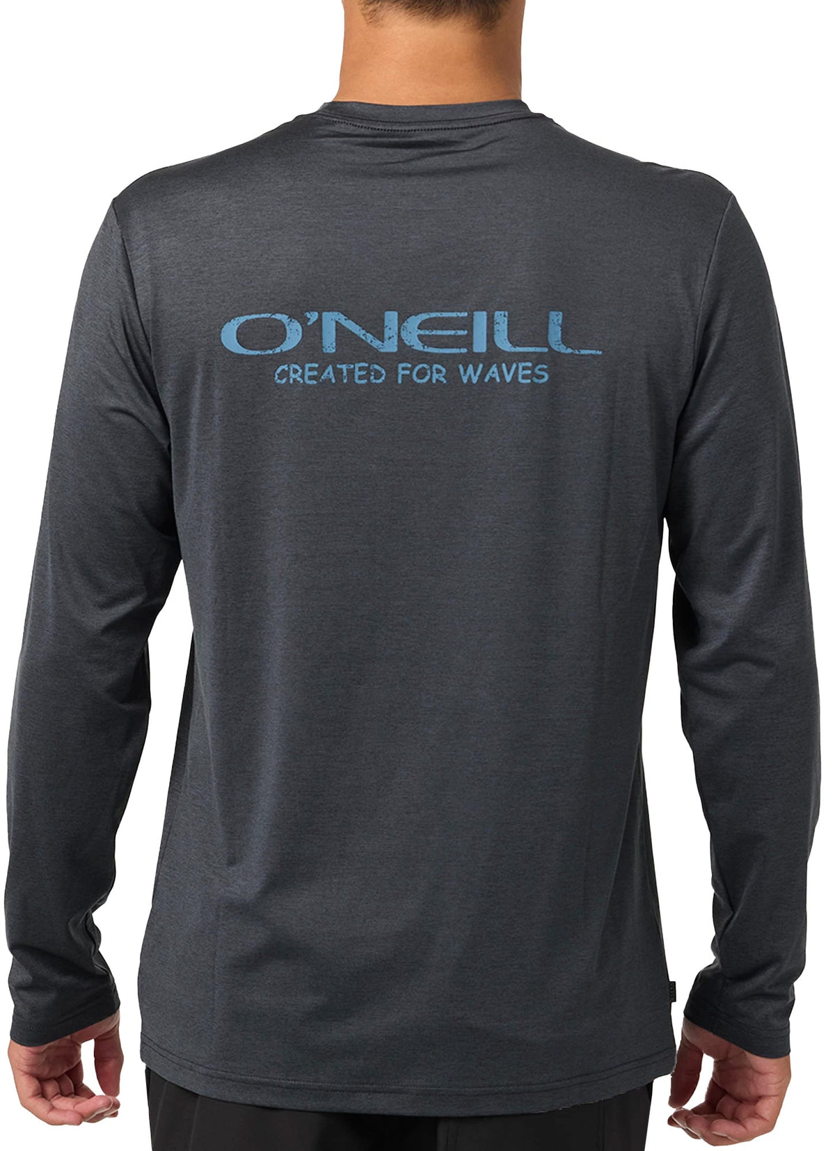 O'Neill TRVLR Stacked LS Surf Shirt - Heather Black – back view