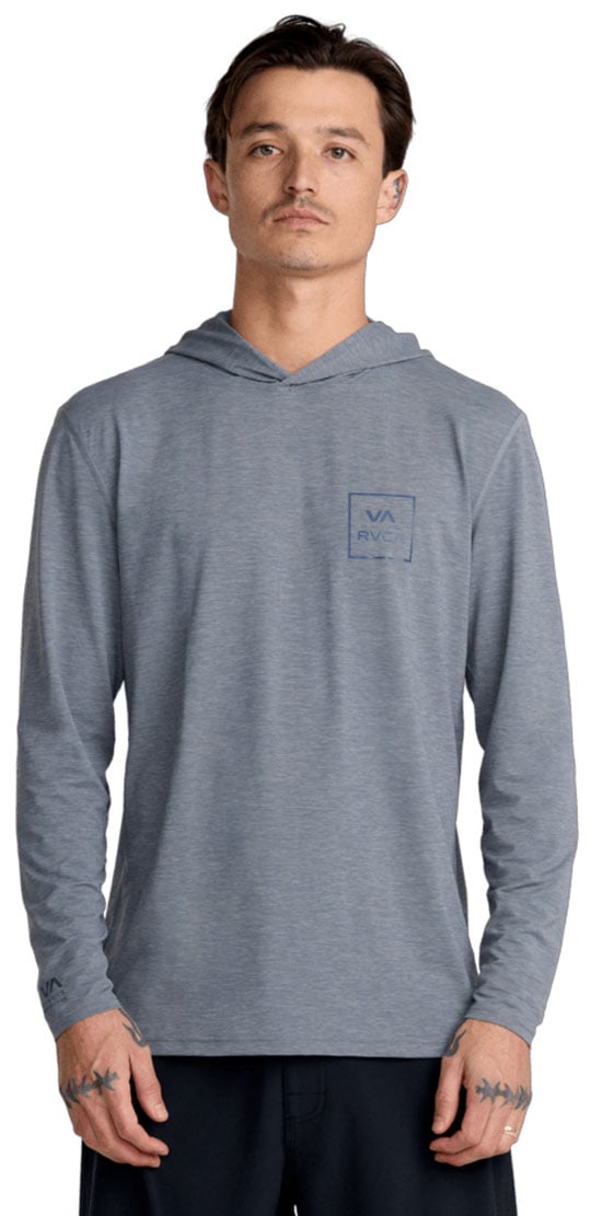 RVCA Men’s Surf Shirt Hoodie - Long Sleeve Rashguard with UV Protection, Heather Grey