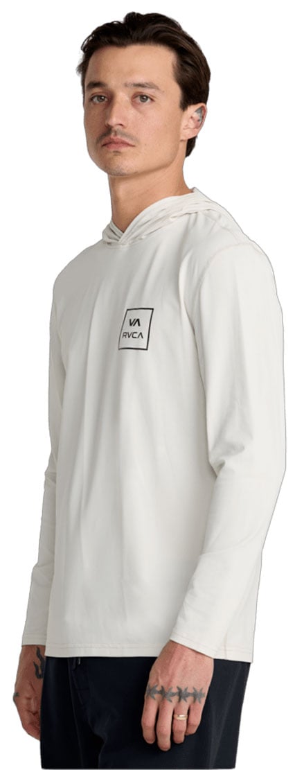 RVCA Men’s Surf Shirt Hoodie - Long Sleeve Rashguard with UV Protection, Silver Bleach – alternate view 1