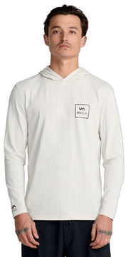 RVCA Men’s Surf Shirt Hoodie - Long Sleeve Rashguard with UV Protection, Silver Bleach