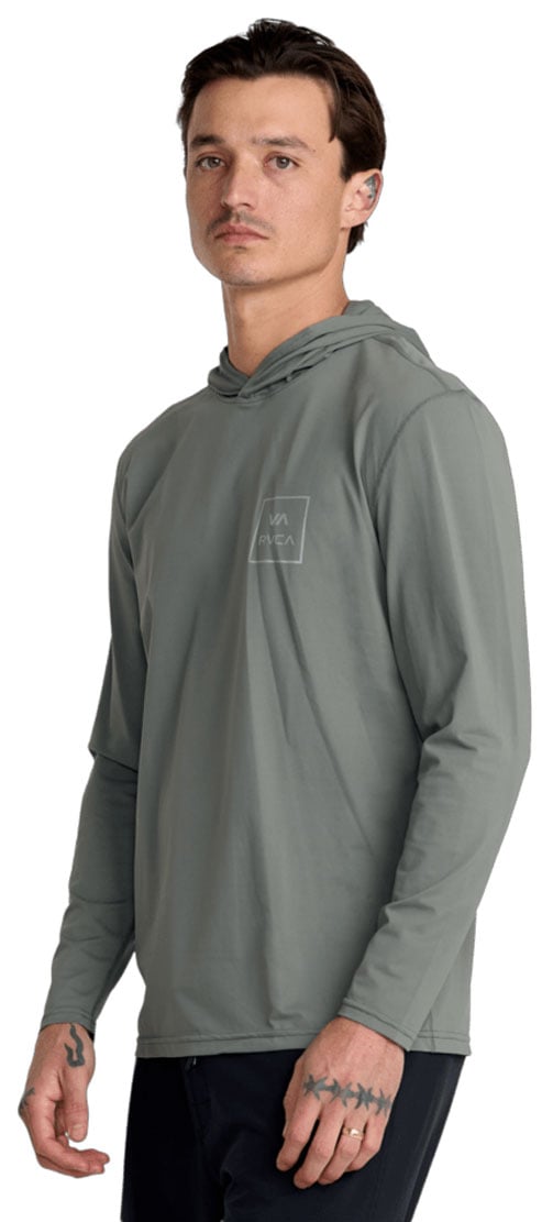RVCA Men’s Surf Shirt Hoodie - Long Sleeve Rashguard with UV Protection, Sage Leaf – alternate view 1