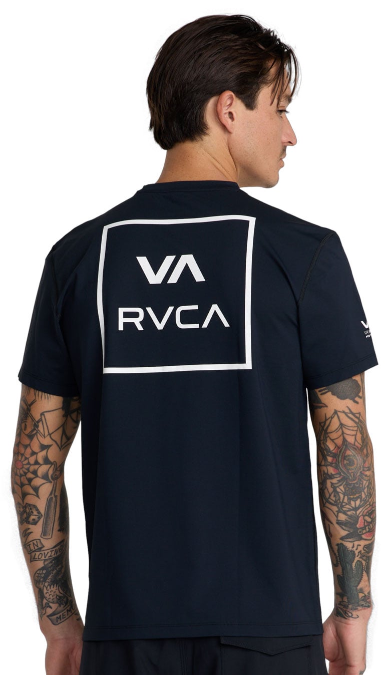 RVCA Men's Short Sleeve Surf Shirt - Black – back view