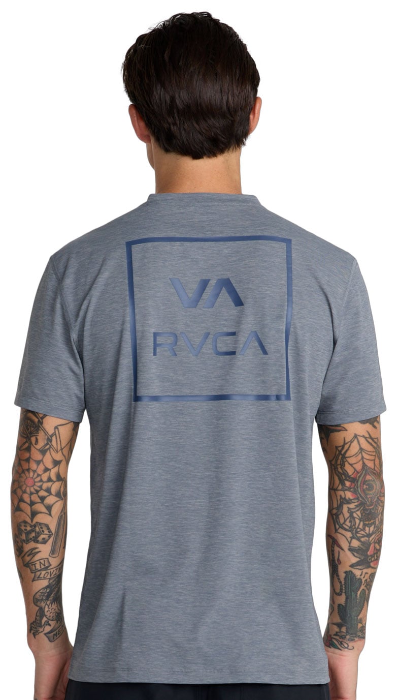 RVCA Men's Short Sleeve Surf Shirt - Heather Grey – back view