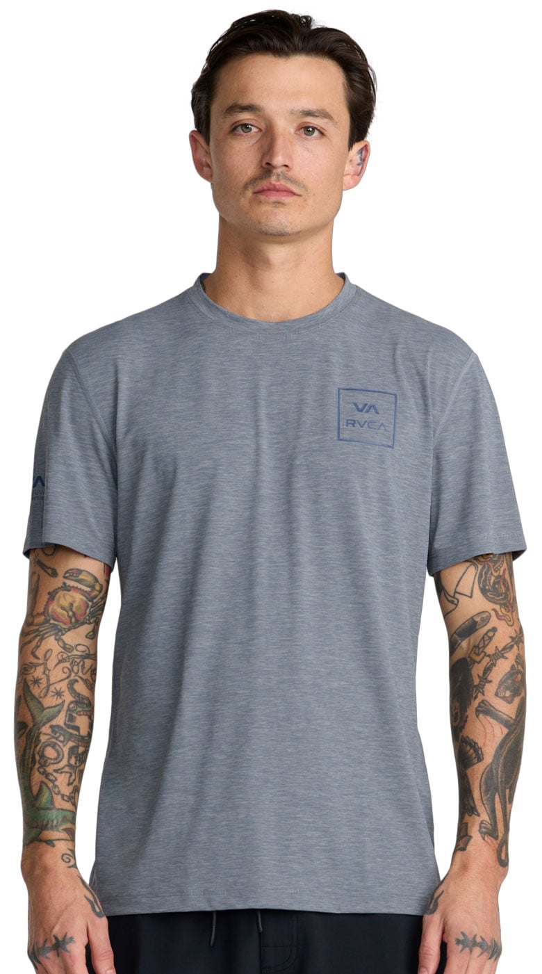 RVCA Men's Short Sleeve Surf Shirt - Heather Grey
