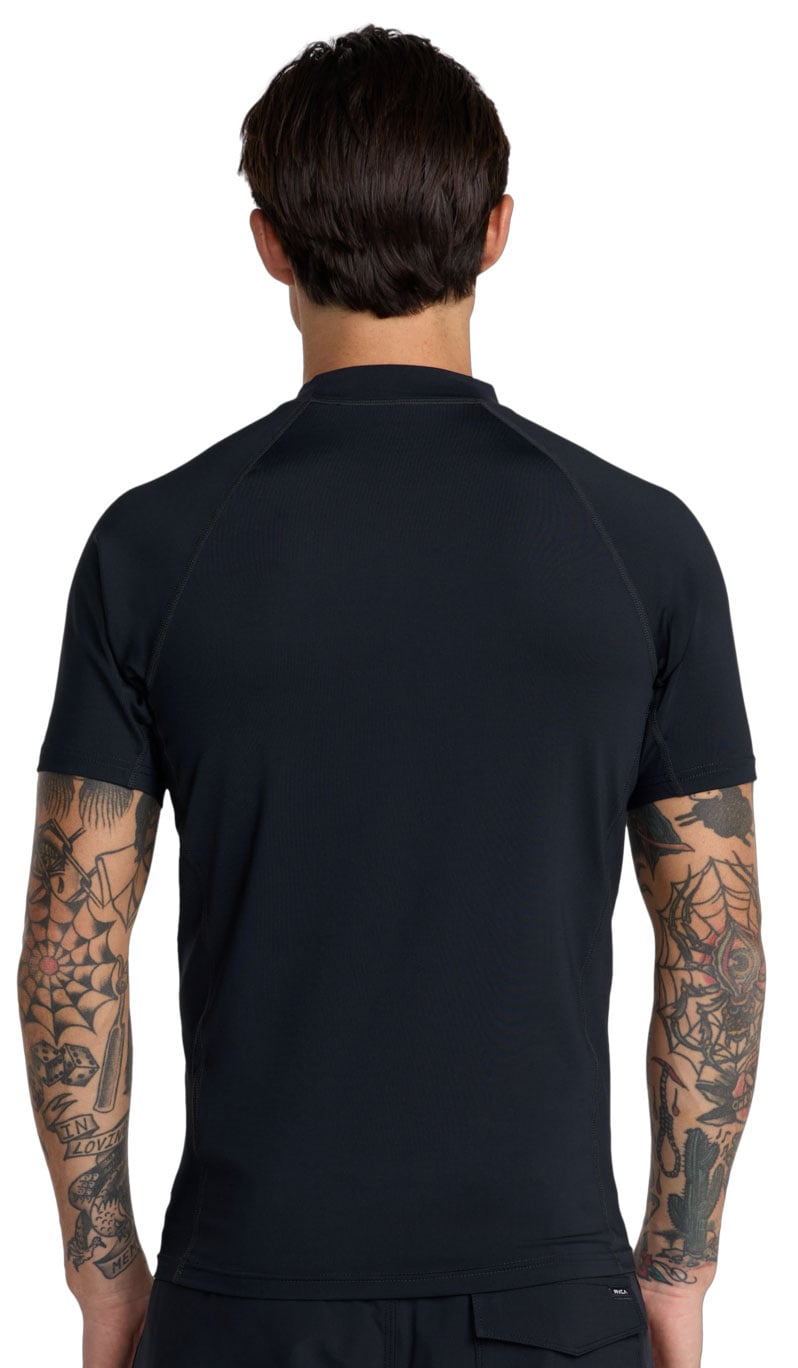 RVCA Men's Short Sleeve Rash Guard - Black – back view