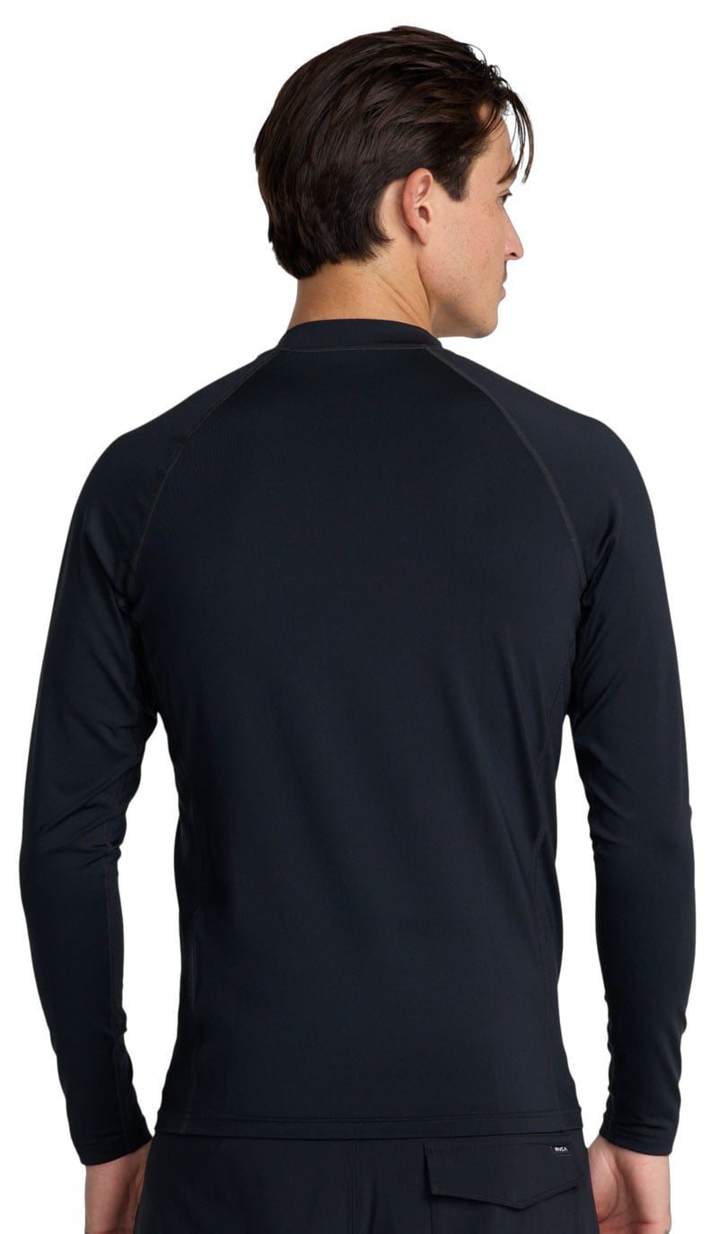 RVCA Men's Long Sleeve Rash Guard - Black – back view
