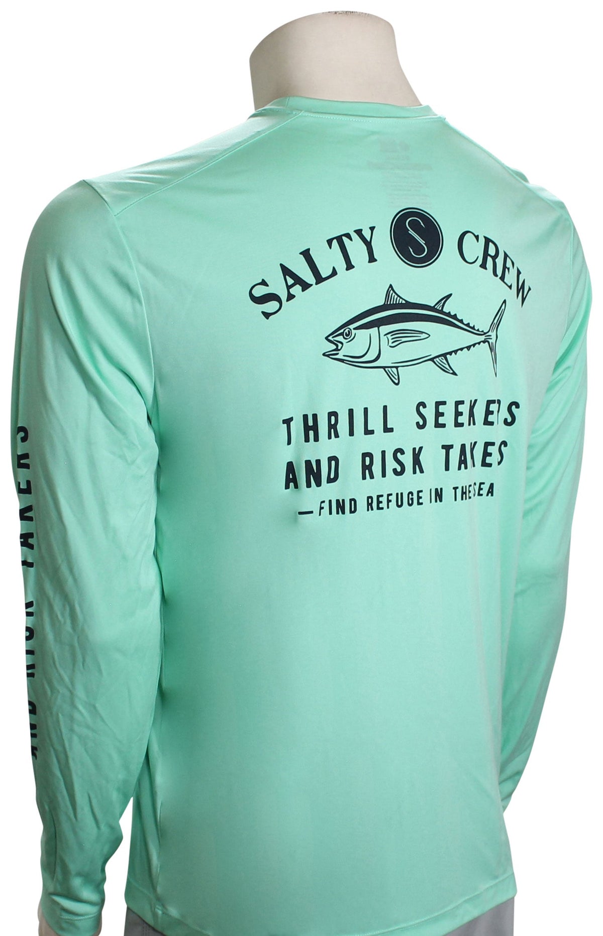 Salty Crew Fishmonger LS Rashguard - Seafoam – back view