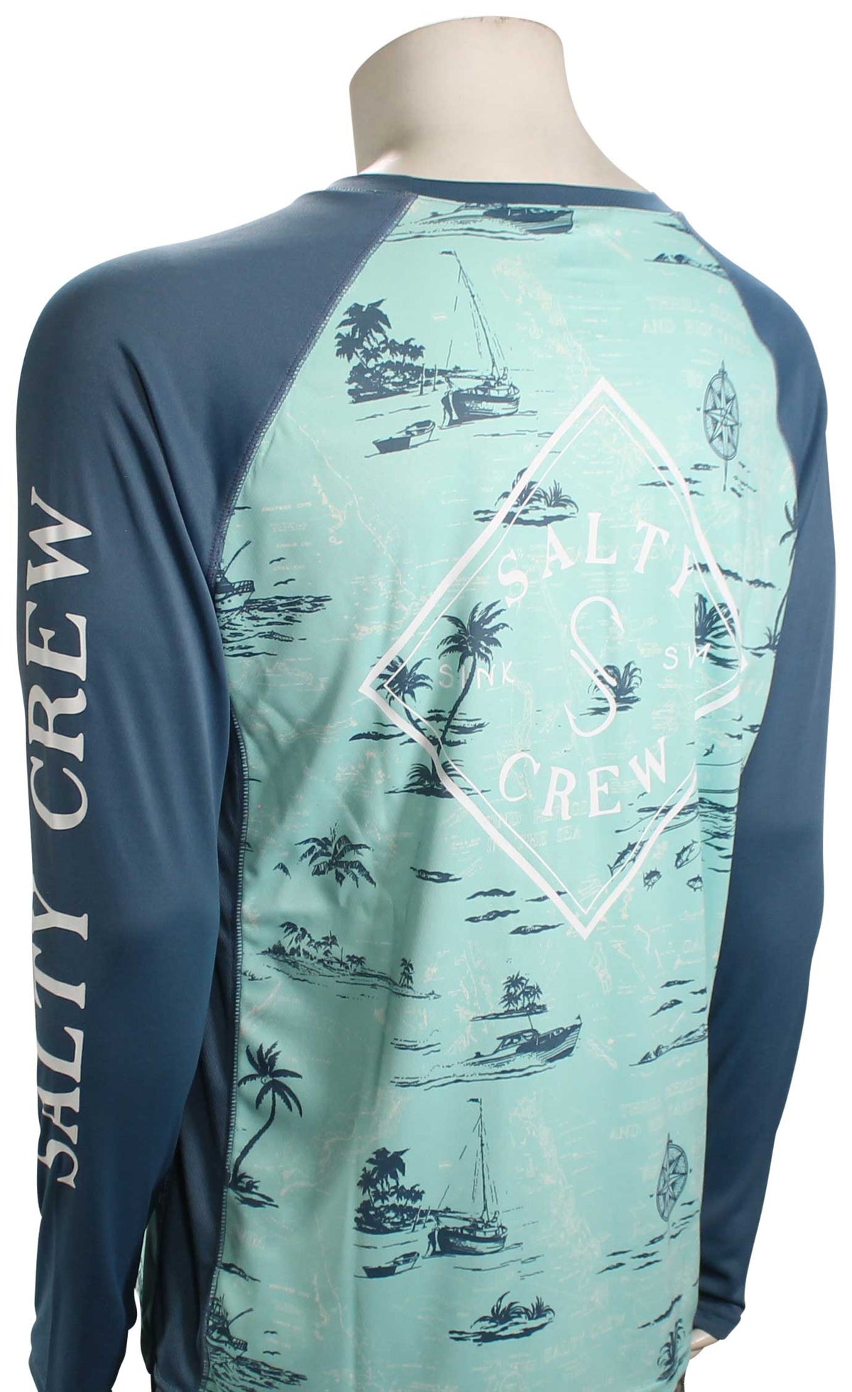Salty Crew Tippet Pinnacle LS Surf Shirt - Sea Foam / Harbor – back view