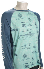 Salty Crew Tippet Pinnacle LS Surf Shirt - Sea Foam / Harbor