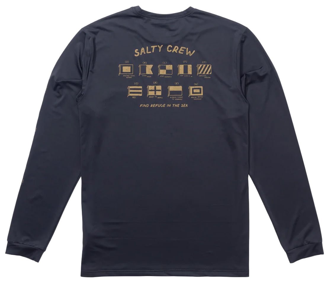 Salty Crew Call Sign LS Sun Shirt - Charcoal – back view