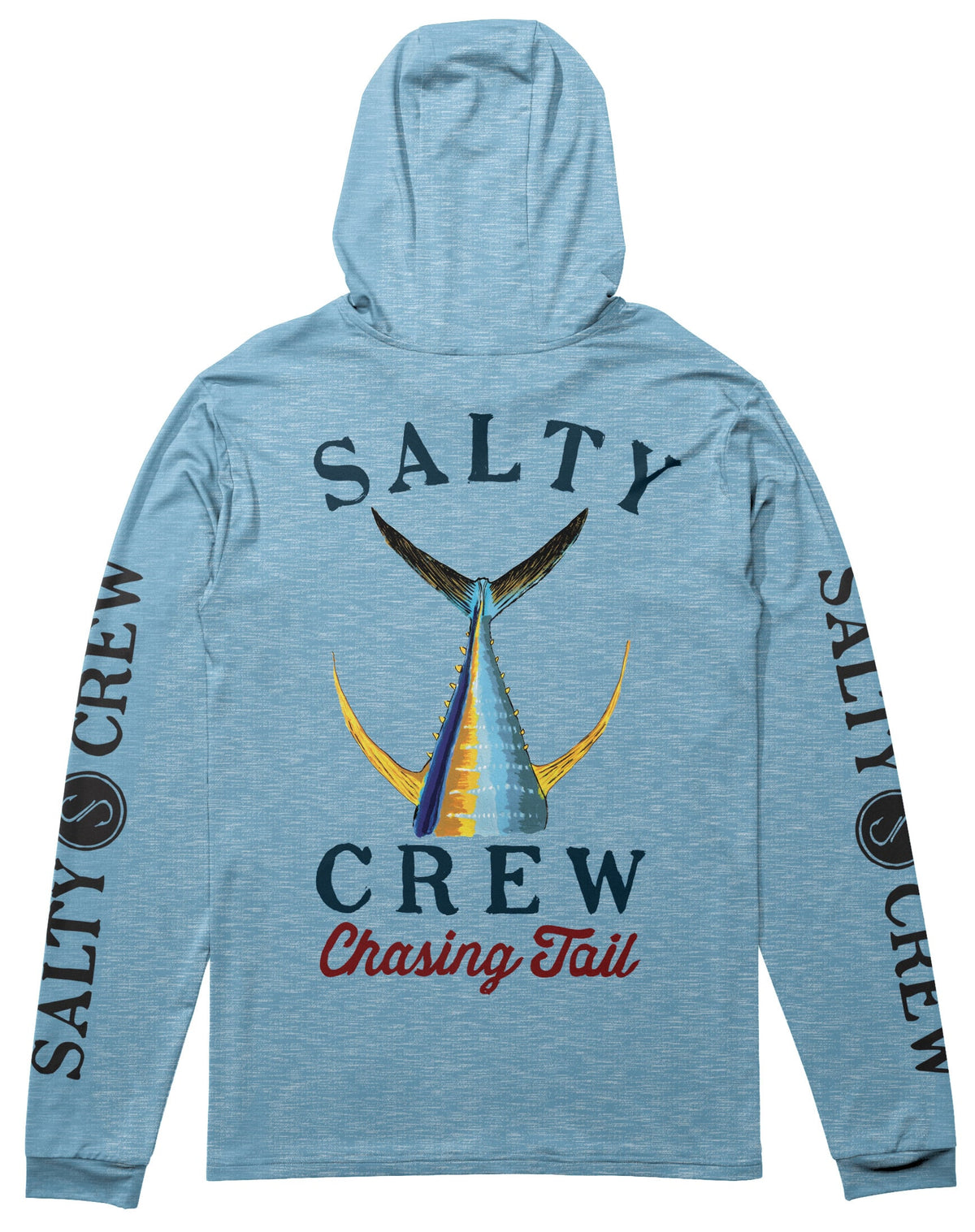Salty Crew Tailed Men's Long Sleeve Hooded Sun Shirt - Blue Heather – back view