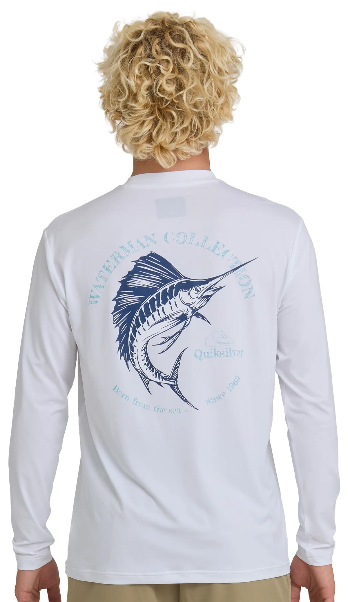Quiksilver Waterman Cool Breeze LS Surf Shirt - White – back view