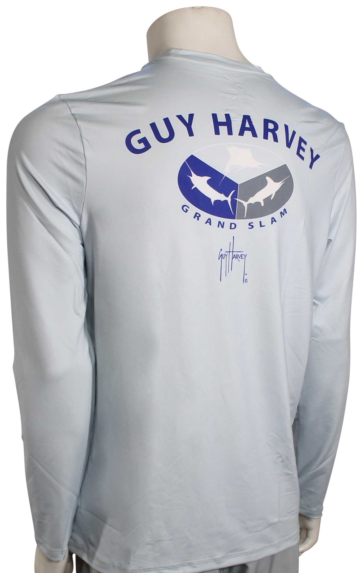 Guy Harvey Slam Split LS Surf Shirt - Microchip, back view