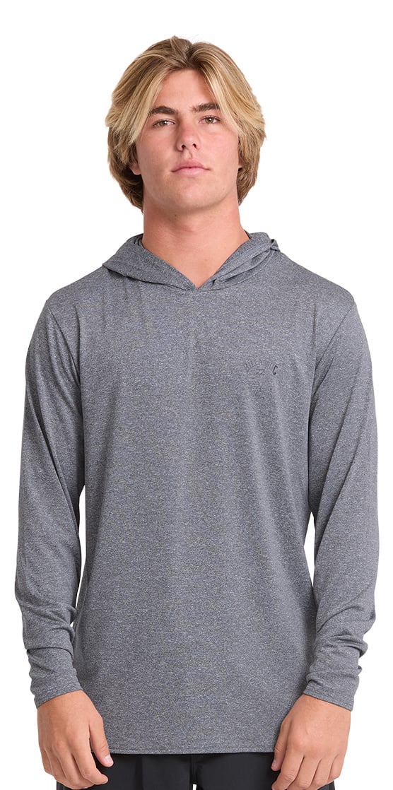 Billabong Arch Mesh Loose Fit Hooded Men's Long Sleeve Rash Guard - Light Grey Heather