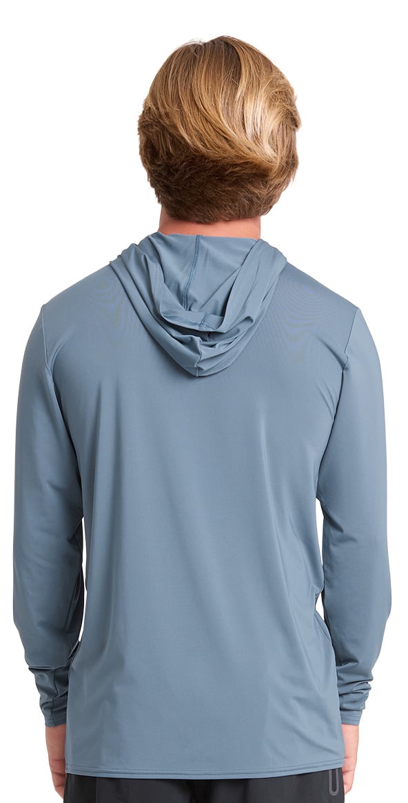 Billabong Arch Mesh Loose Fit Hooded Men's Long Sleeve Rash Guard - China Blue – back view
