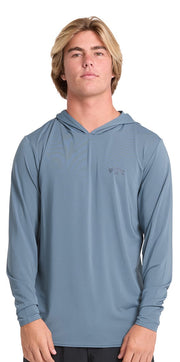 Billabong Arch Mesh Loose Fit Hooded Men's Long Sleeve Rash Guard - China Blue