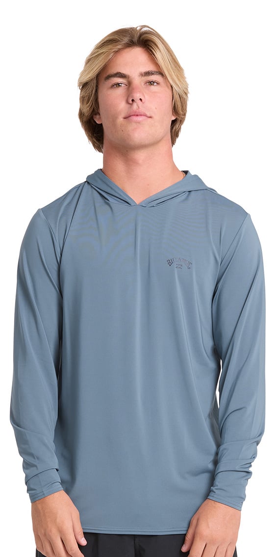 Billabong Arch Mesh Loose Fit Hooded Men's Long Sleeve Rash Guard - China Blue
