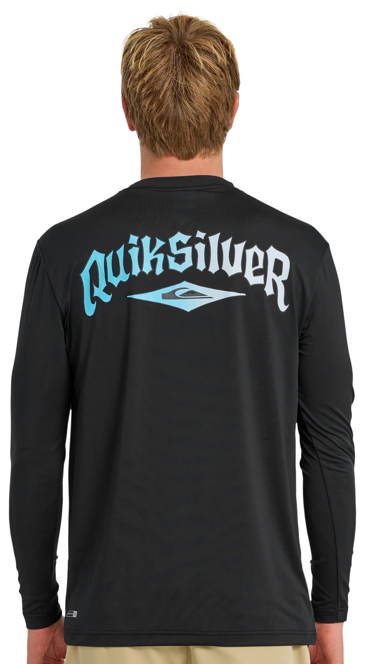 Quiksilver Everyday Graphic UPF 50 Men's Long Sleeve Surf Shirt - Black – back view