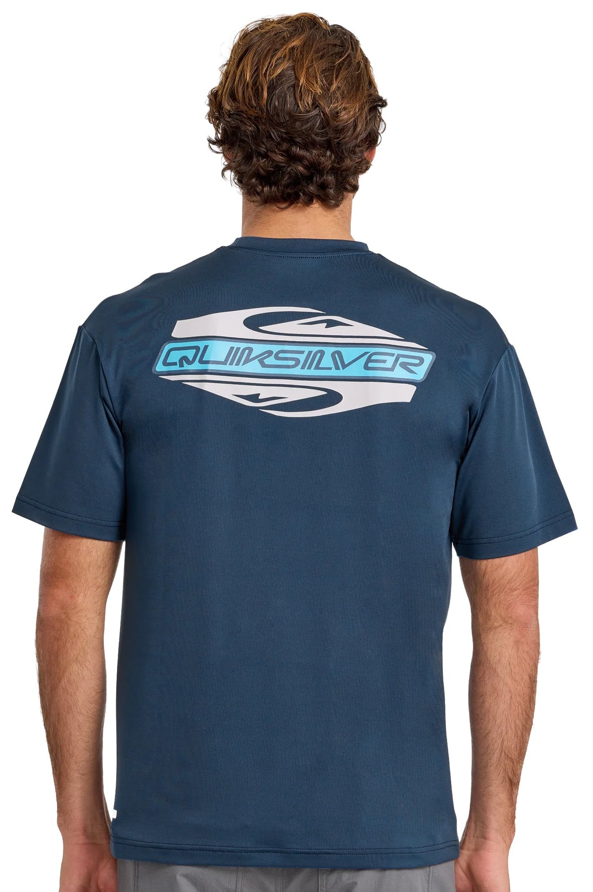 Quiksilver Everyday Graphic UPF 50 Men's Short Sleeve Surf Shirt - Dark Denim – back view