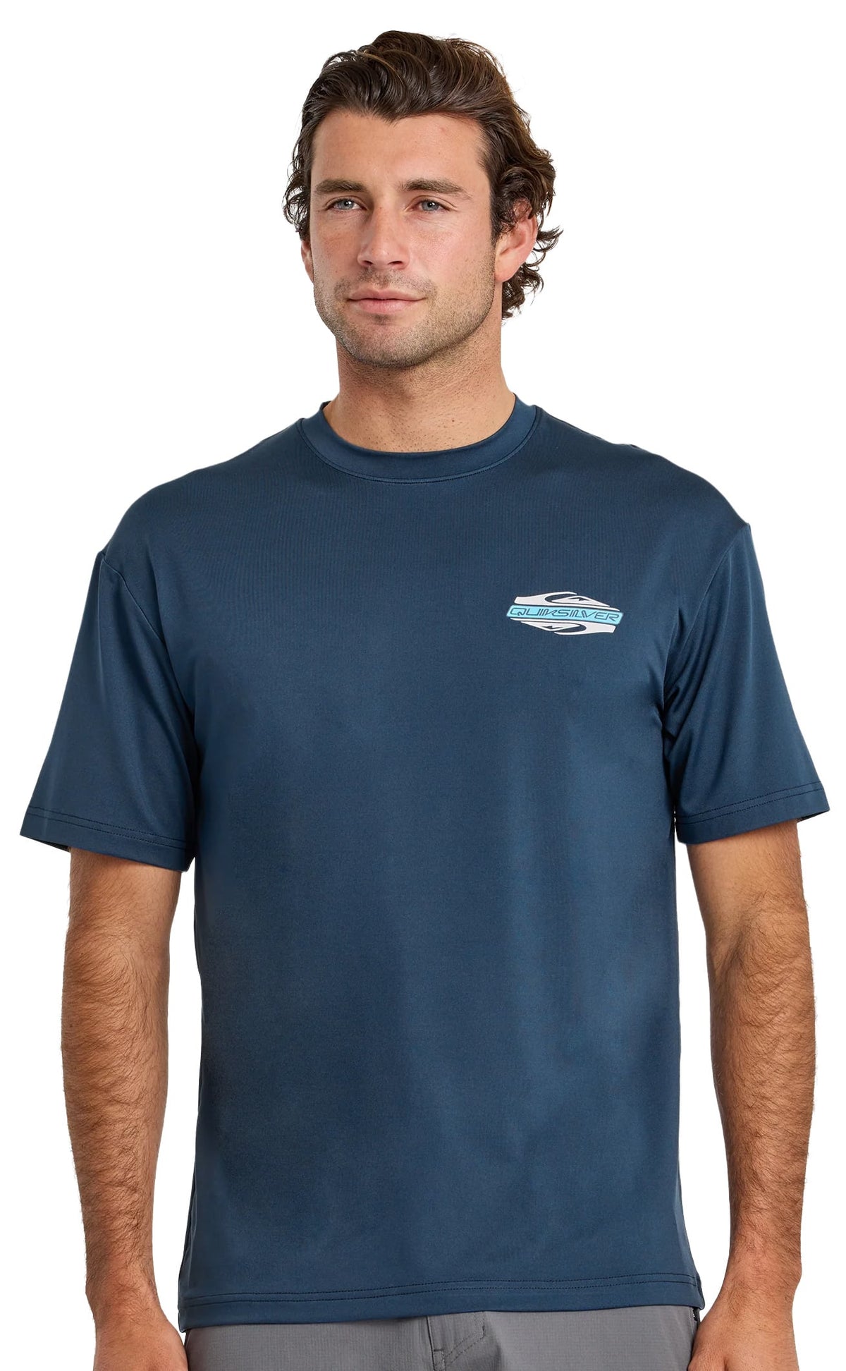 Quiksilver Everyday Graphic UPF 50 Men's Short Sleeve Surf Shirt - Dark Denim