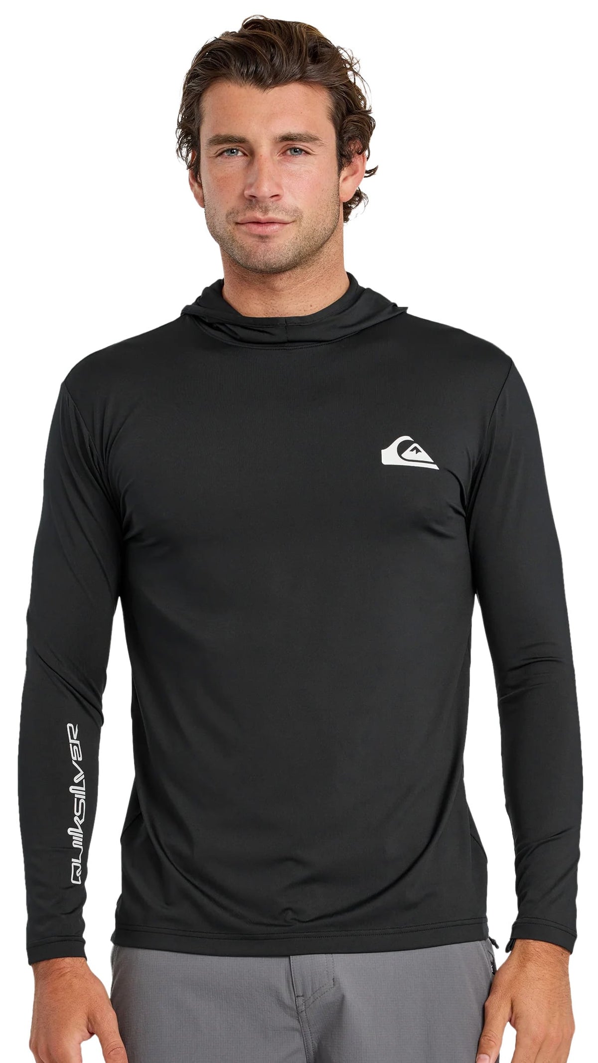 Quiksilver Everyday Hooded UPF 50 Men's Long Sleeve Surf Shirt - Black