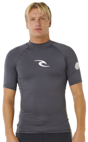 Rip Curl Waves UPF Performance Men's Short Sleeve Rash Guard - Charcoal Grey