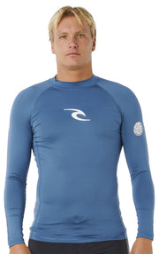 Rip Curl Waves UPF Performance Men's Long Sleeve Rash Guard - Bluefin