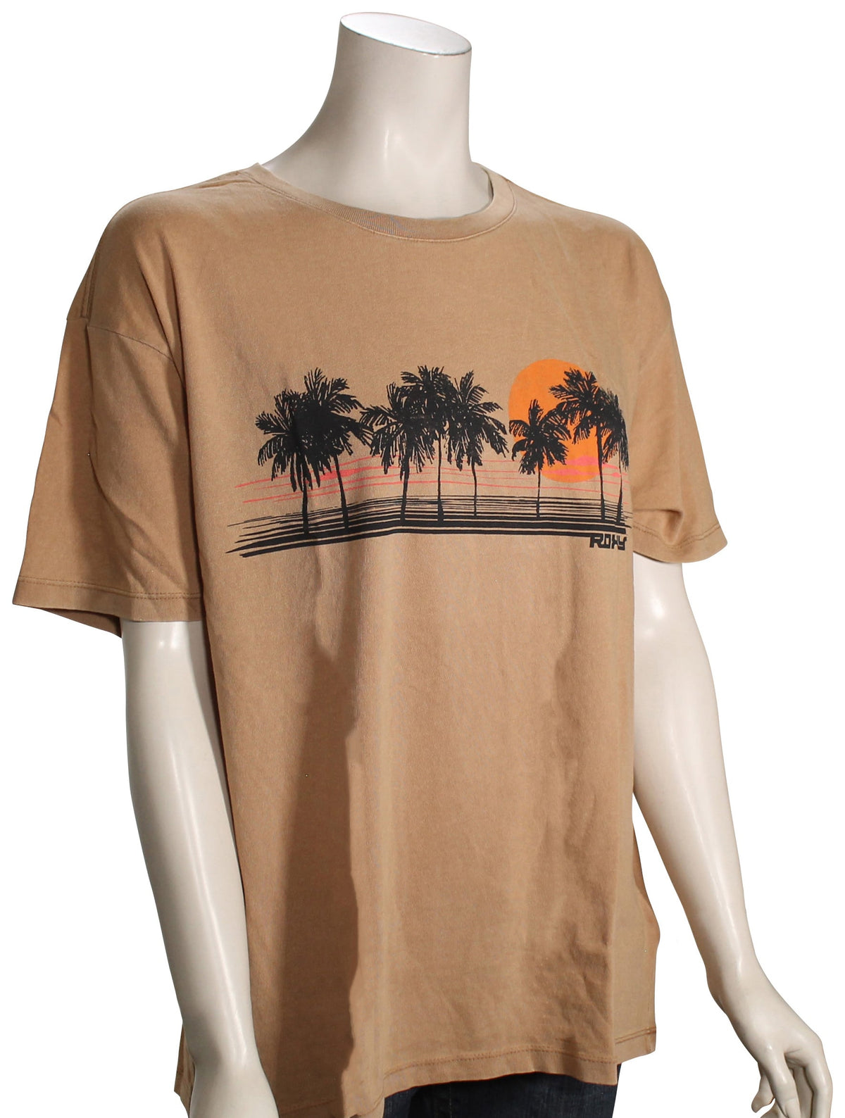 Roxy Palm Stripe Women's T-Shirt - Praline Sol Stamp