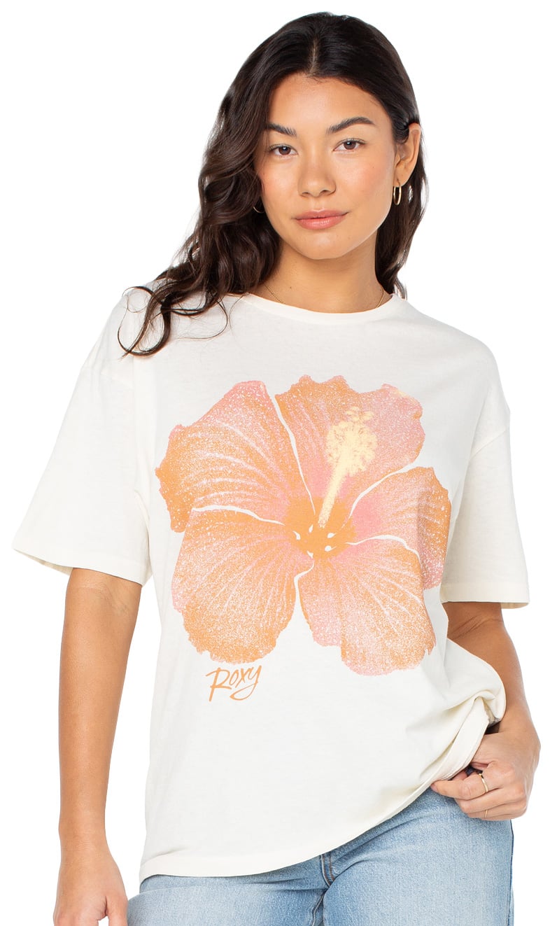 Roxy Hibiscus Spray Women's T-Shirt - Egret Hibiscus