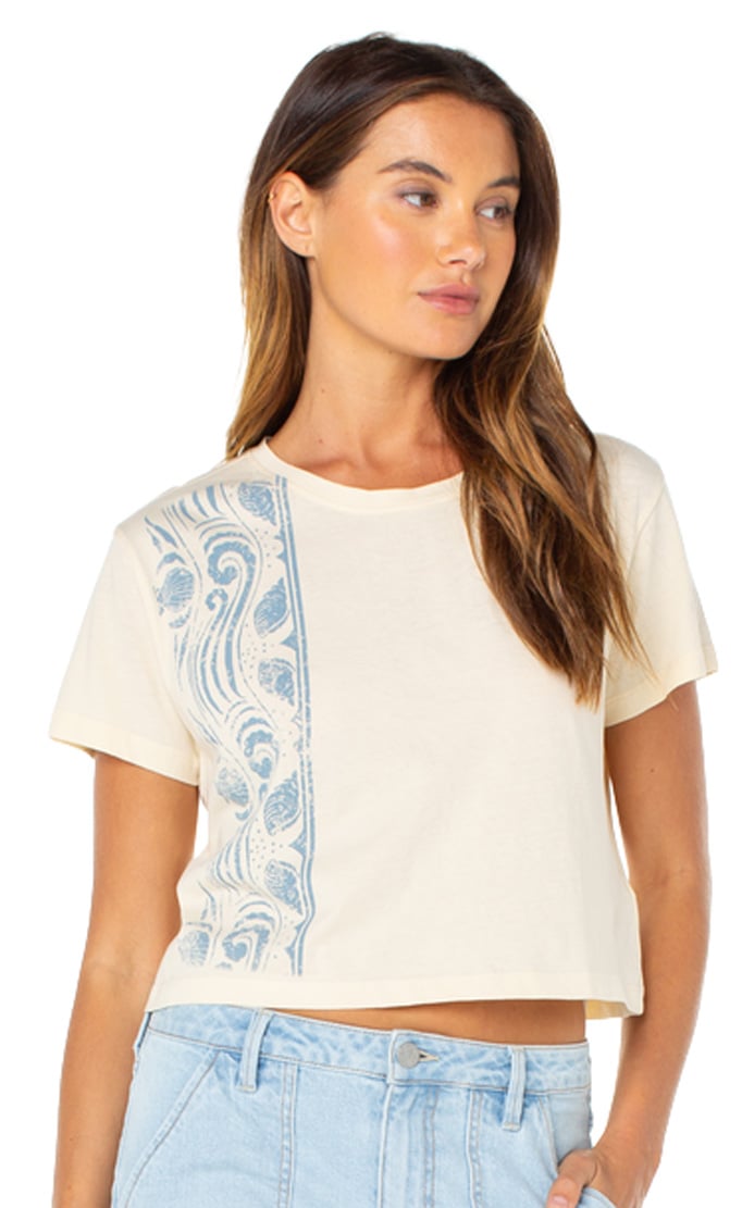 Roxy Sealife Border Women's T-Shirt - Parchment Sealife Border